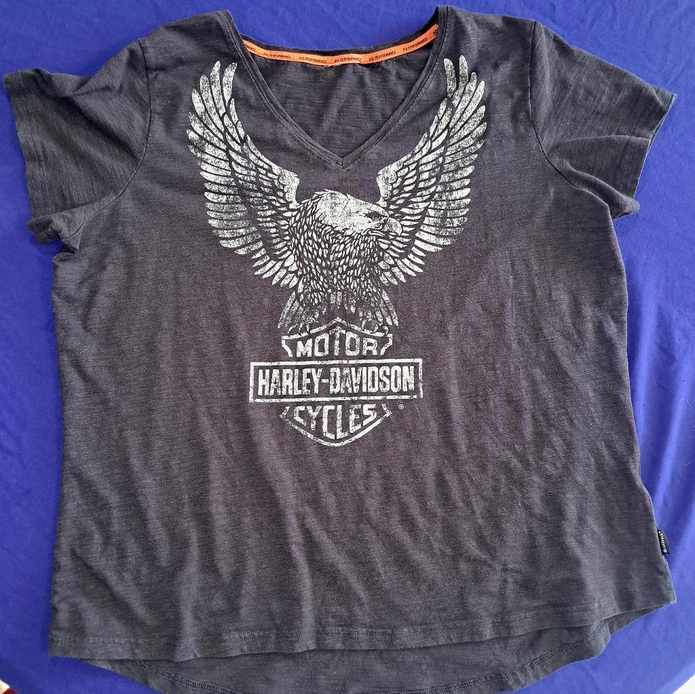 Harley Davidson women's plus size, classic eagle logo front gray size 2XL